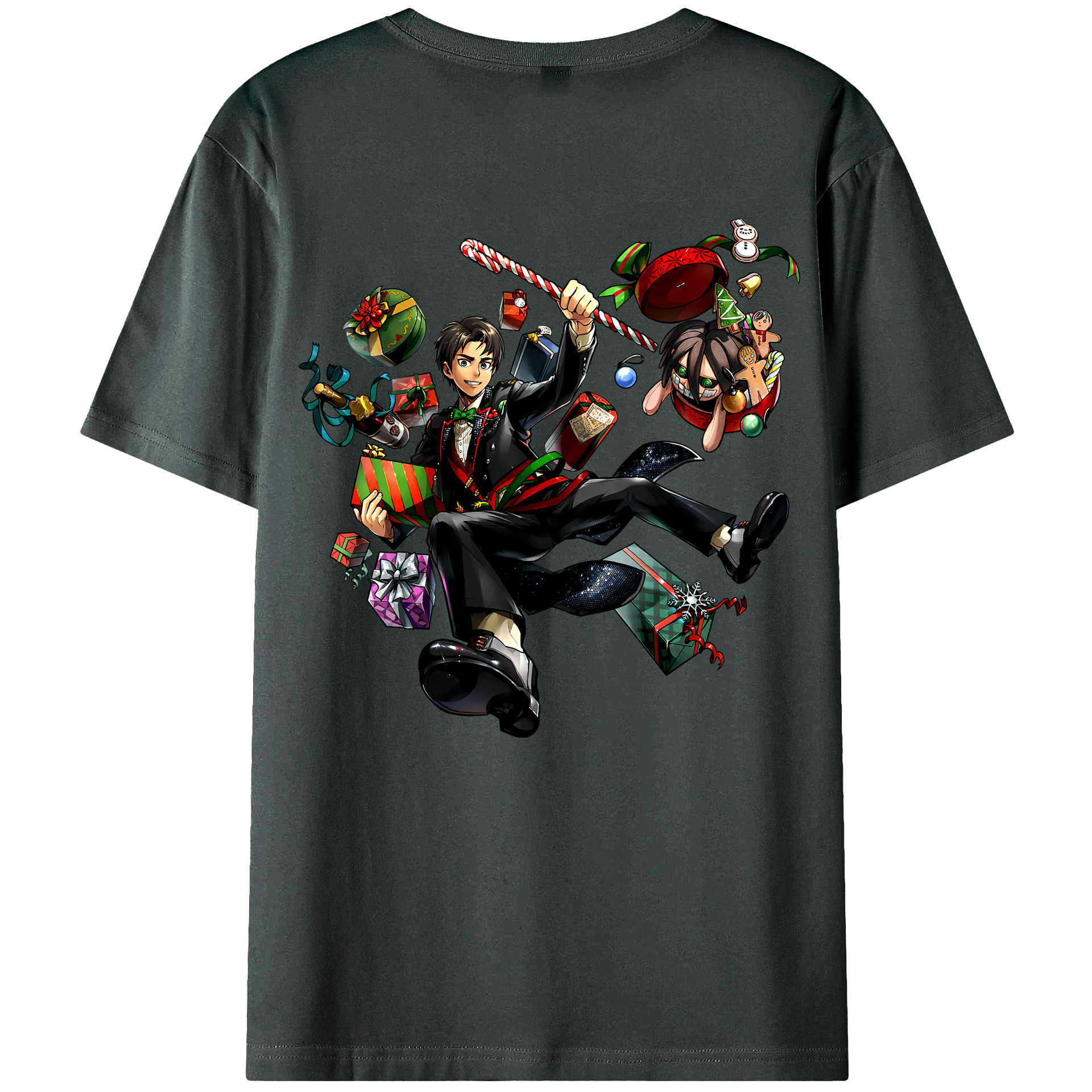 （画像用） 進撃の巨人 エレン･イェーガー Attack on Titan Eren Jäger 綿100％ メンズ半袖Tシャツ（バックプリント） 通気性
